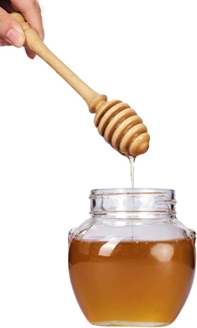 Beech Wooden Honey Dipper Set of 2, 7.1 Inch Honey Stirring Sticks for Jars, Tea, and Kitchen Use