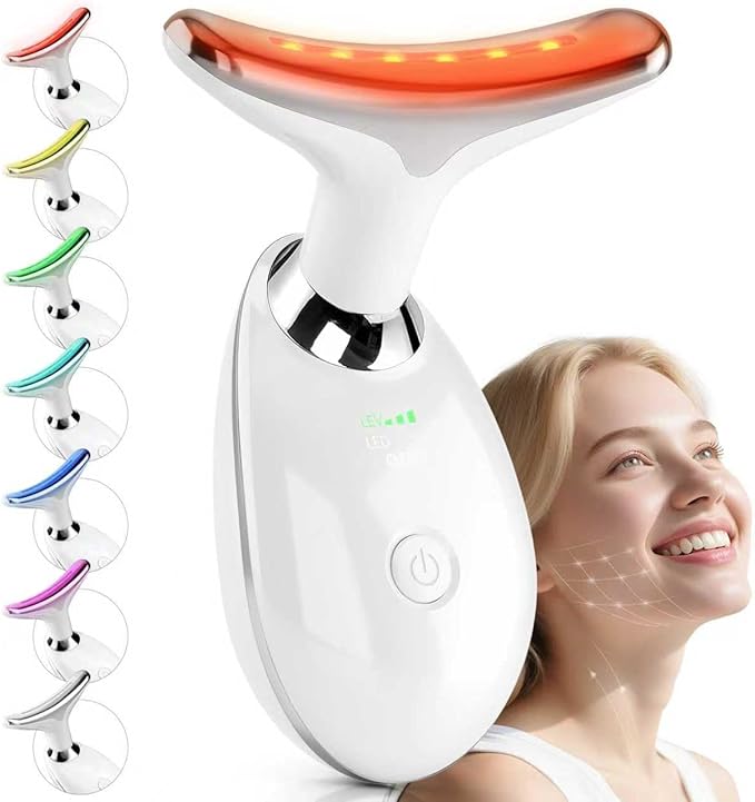 7-Color Facial Massager with 3 Modes 7-in-1 Portable Skin Care Tool for Face and Neck Elasticity and Relaxation