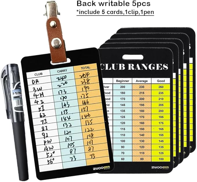 Golf Club Distance Cards: Writable Yardage Chart & Holder