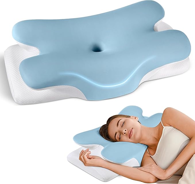 Cervical Pillow for Neck Pain Relief – Ergonomic Memory Foam Side Sleeper Pillow
