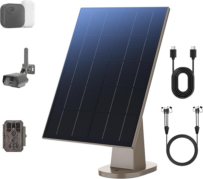 8W Solar Panel with 44.4Wh Built-In Rechargeable Battery – 6V/12V DC & USB-C Outputs