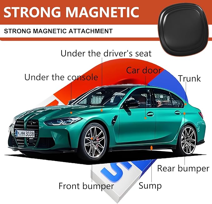 Mini GPS Tracker for Vehicles, Real-Time Car Tracker with Hidden Magnet, No Monthly Fee