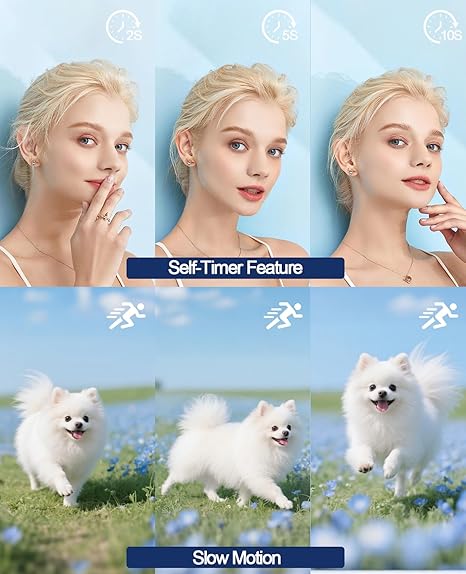 Digital Camera with WiFi 5K 64MP, 180° Flip Screen, 18X Zoom, Autofocus Vlogging Camera with 64GB Card, Wide & Macro Lens, 2 Batteries, Card Reader