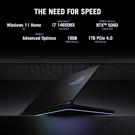 ASUS ROG Strix G16 (2025) Gaming Laptop, 16” FHD+ 165Hz Display, NVIDIA GeForce RTX 5060, Intel Core i7-14650HX, 16GB DDR5, 1TB PCIe Gen 4 SSD, Wi-Fi 7, RGB Backlit, Windows 11 Home