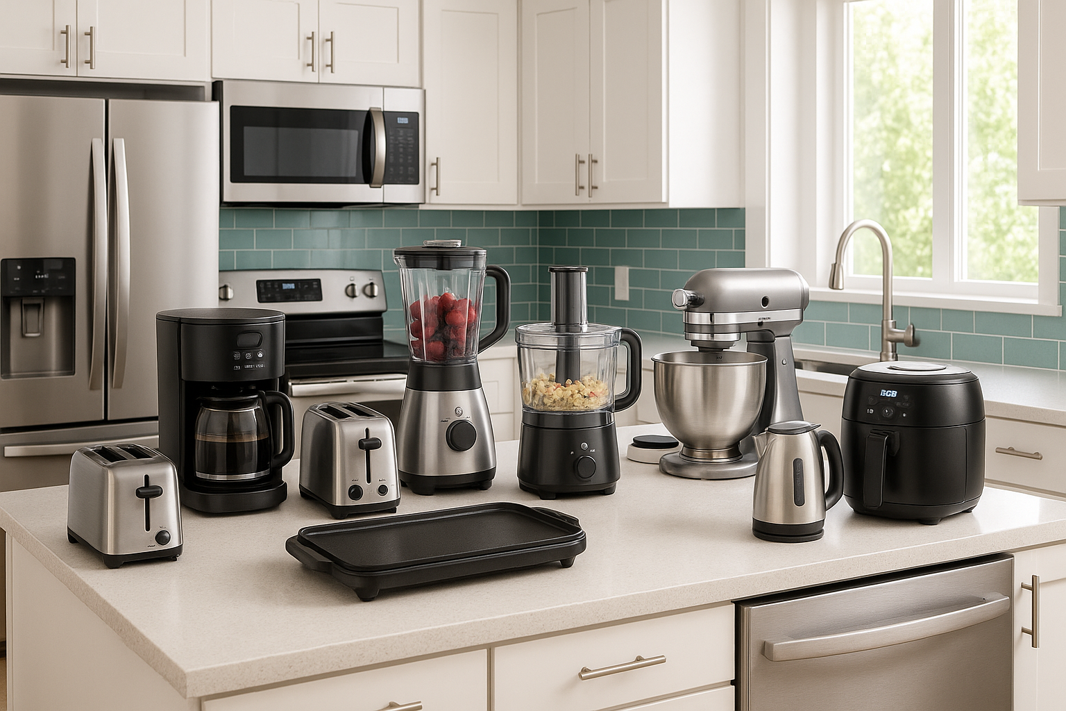 generate a picture full of electrical kitchen appliances