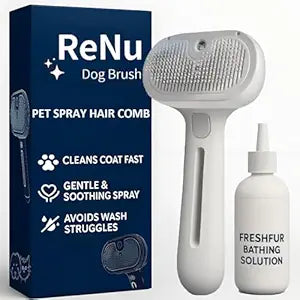 Fresh Fur Shower Brush, 3-in-1 Self-Cleaning Steamy Pet Brush