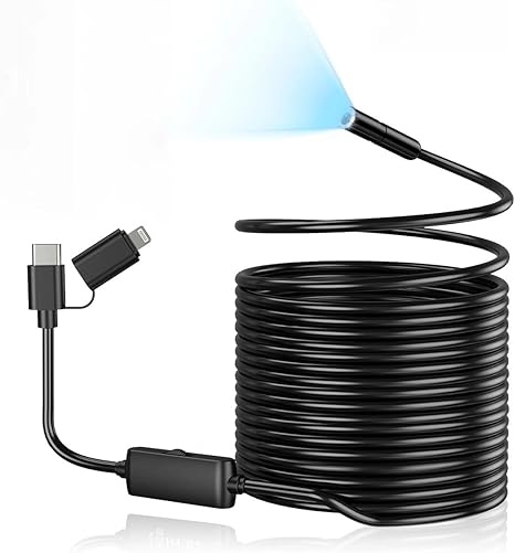 DZ Borescope with Light, 32.81ft Endoscope with 8 Adjustable LED Lights Single Camera