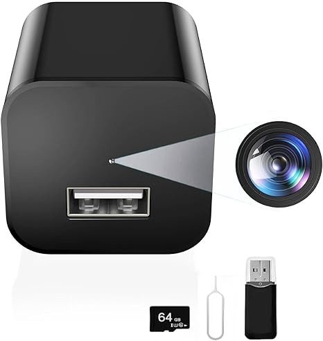 DUVIX Mini Camera with 64G Card 1080P Small Security Camera Charger with Motion Detection for Indoor (No WiFi)