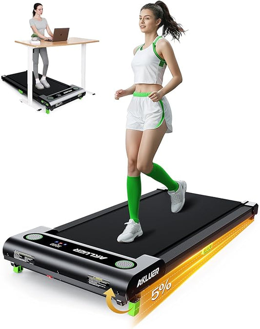 Akluer Walking Pad with Incline – Compact 2.5 HP Under Desk Treadmill with Remote & LED Display | Foldable Home & Office Fitness Treadmill