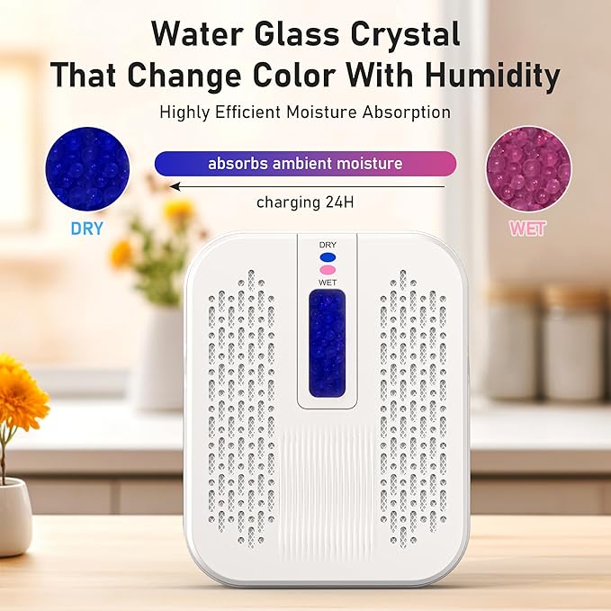 Rechargeable Mini Dehumidifier for Home, Car, Closet.