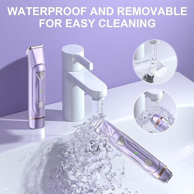 Bikini Trimmer for Women, Waterproof Electric Dual Head Bikini Shaver with Precision Blades, Purple