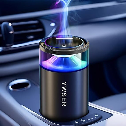2025 Upgraded Smart Car Air Freshener – Ultrasonic Atomizer Car Diffuser Pro with Auto On/Off, Adjustable Modes, 8 Ambient Lights, Long-Lasting Premium Scents (Snow Mountain)