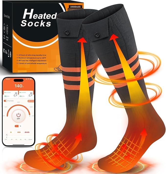 WELUK Heated Socks for Men Women with APP Control, Upgraded Rechargeable