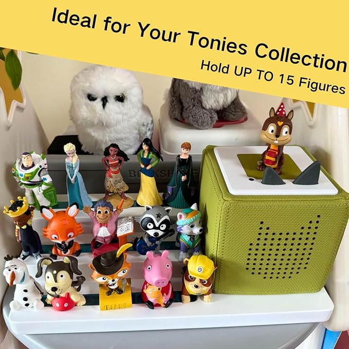 Tonie Shelf & Case: 3-Tier Magnetic Display for Toniebox Figures .