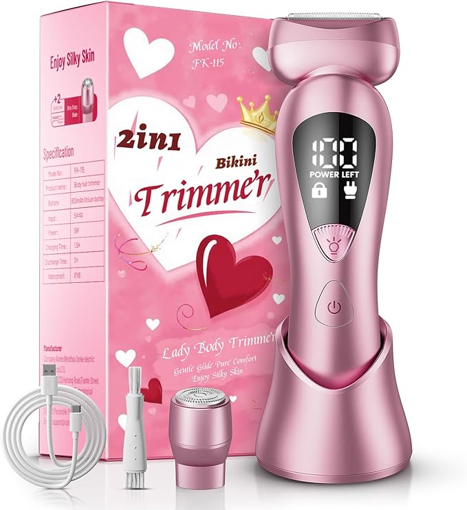Electric Bikini Trimmer for Women: Rechargeable Painless Shaver