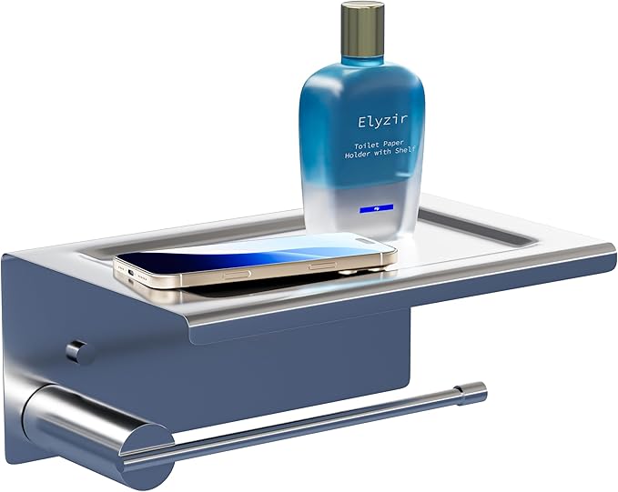 Toilet Paper Holder with Shelf, Wall-Mount, Stainless