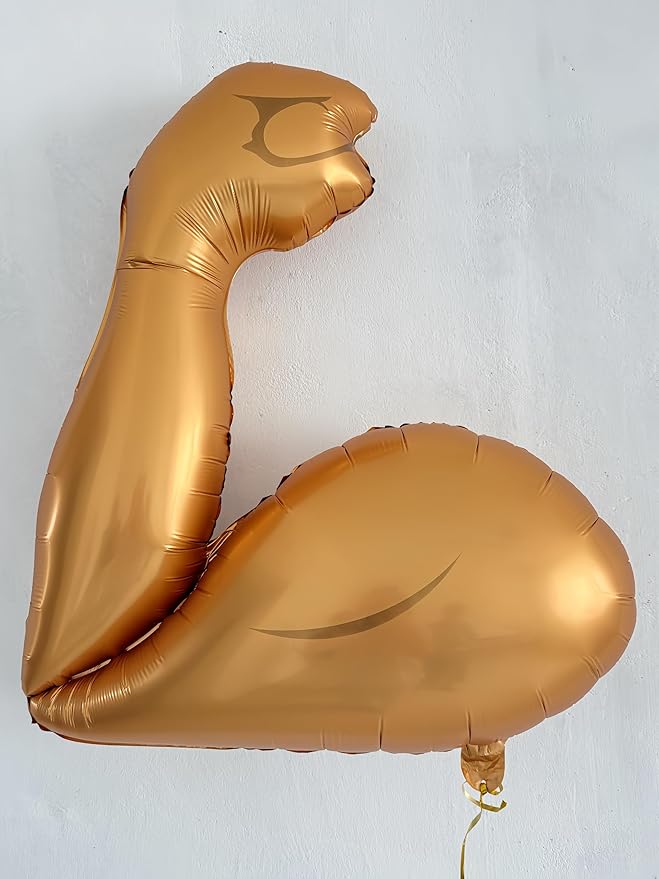 6-Pcs Boxing Party Decorations – Gold Muscle & Red Inflatable Boxing Glove Balloons, Fight Night, Gym, Fitness, Wrestle & Birthday Party Decor