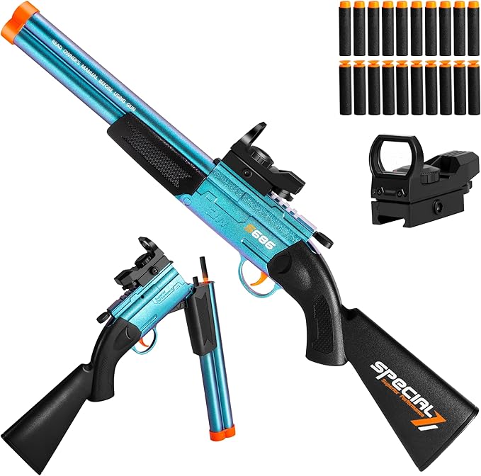 Toy Gun Double Barrel Shotgun Toy,with 20 Soft Bullet Darts.