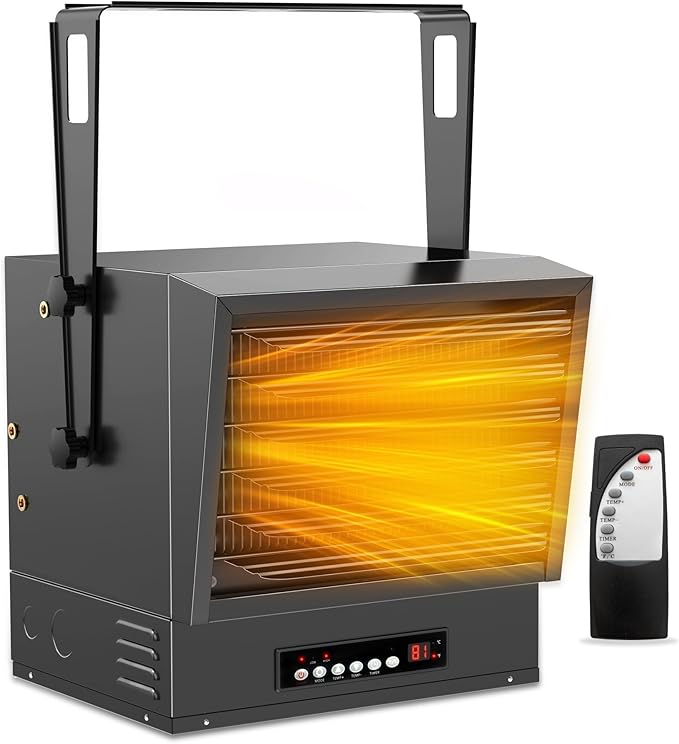 Electric Garage Heater for Indoor Use - 10000W, 240V Wall/Ceiling/Floor Mounted Shop Heater, Dual Overheat Protection & 4 Adjustable Angles,