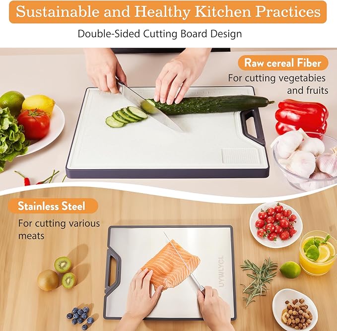 Stainless Steel Cutting Board, Double-Sided Cutting Board