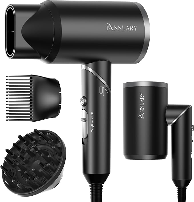 Plasma Ion Hair Dryer with Diffuser for Curly Hair