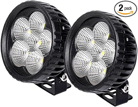 8W 3.5-Inch Round Work LED Lights 2-Pack, 12/24V Super Bright Offroad Floodlights for SUV, Truck, ATV, Tractor, Boat, Motorcycle, 2400LM