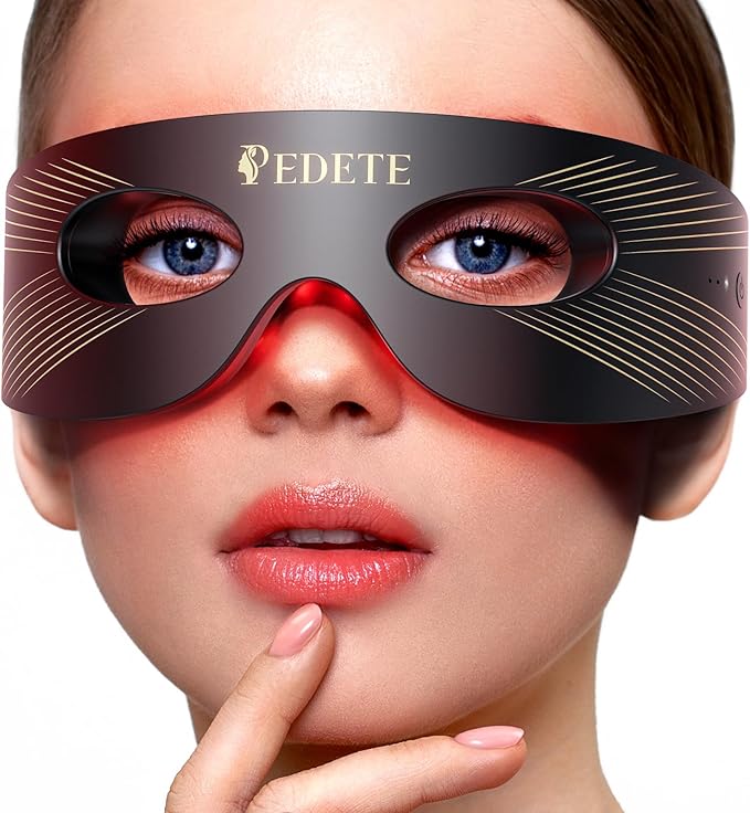Red Light Eye Mask: 3 Modes, 4 Wavelength Massager for Puffiness