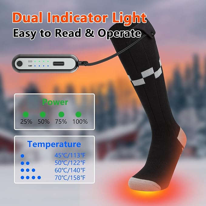 Heated Socks for Men & Women with Rechargeable Battery