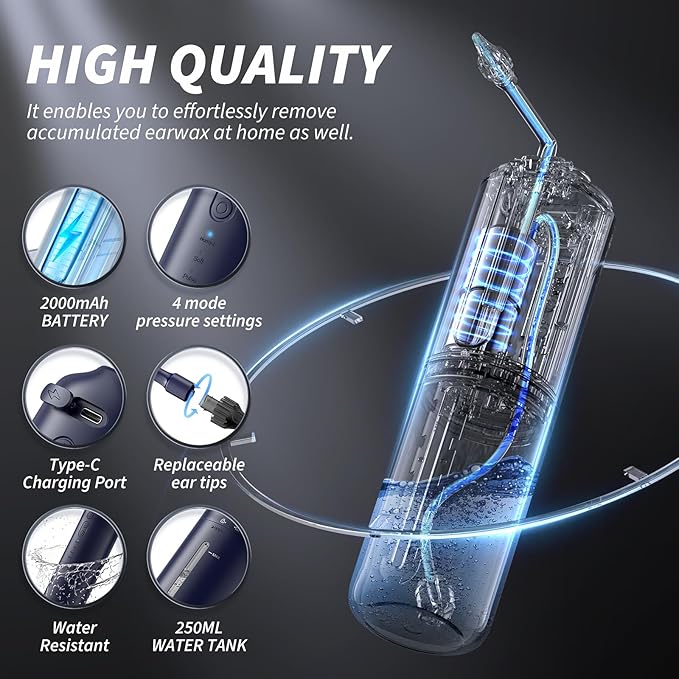 Electric Ear Irrigation System: 4 Modes, Water-Powered, USB Rechargeable