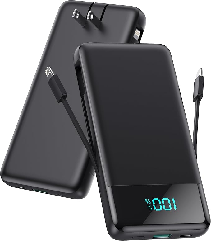Portable Charger for iPhone with Built-in Cables and Wall Plug,Upgraded 13800mAh