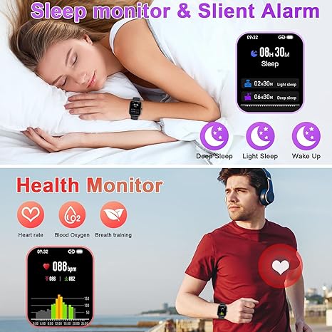 Smart Watch Fitness: Calls, Waterproof, HR, SpO2