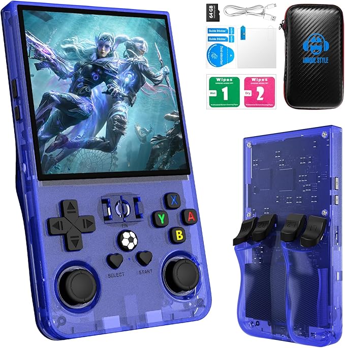 R36MAX Retro Handheld Console 18,000+ Games Blue