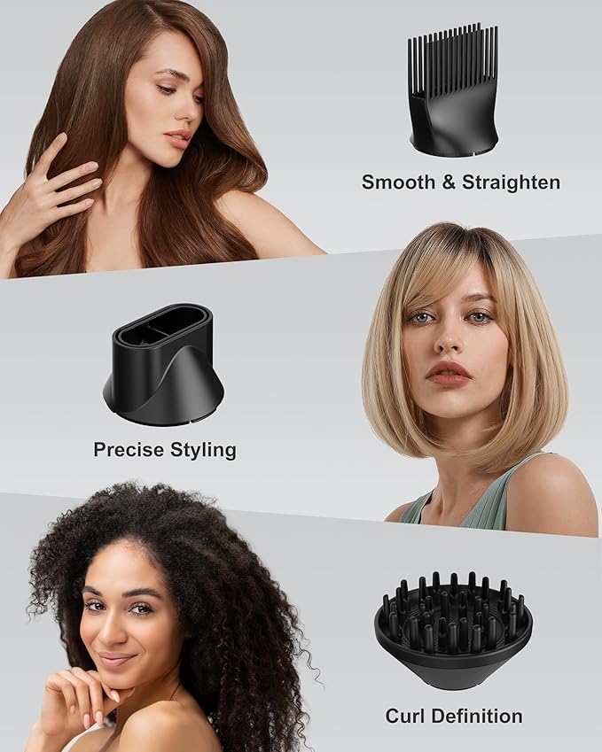 Plasma Ion Hair Dryer with Diffuser for Curly Hair