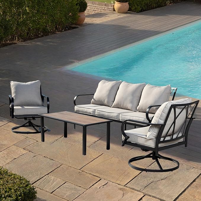 Outdoor Coffee Table Rustic Wood Metal Patio Table