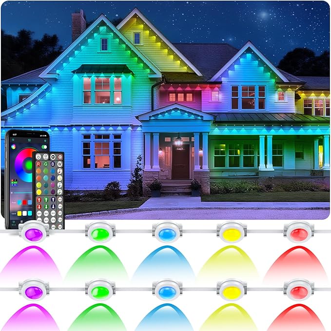 LETIANPAI 300FT Permanent Outdoor Lights,RGB Eaves Light