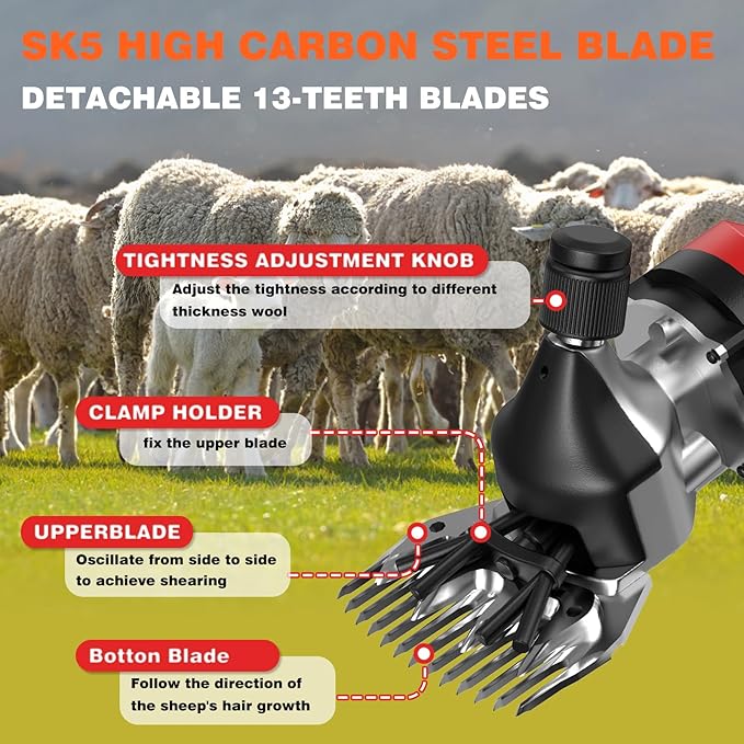 600W Electric Sheep Clippers – 6-Speed Professional Shears
