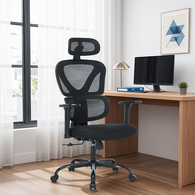 Ergonomic Office Chair with Adjustable Headrest & 3D Armrests