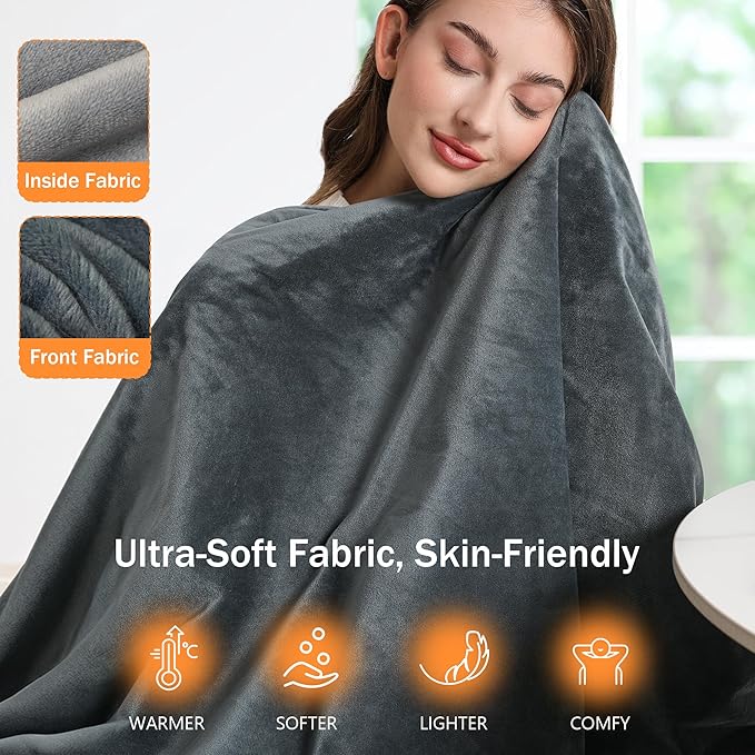 Battery Heated Blanket 20000mAh Cordless Electric Throw for Outdoor Use